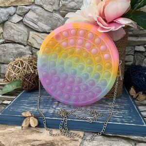 Fidget Purse Rainbow Sparkle Pop-It Crossbody Sensory Reliver Stress Toy Handbag
